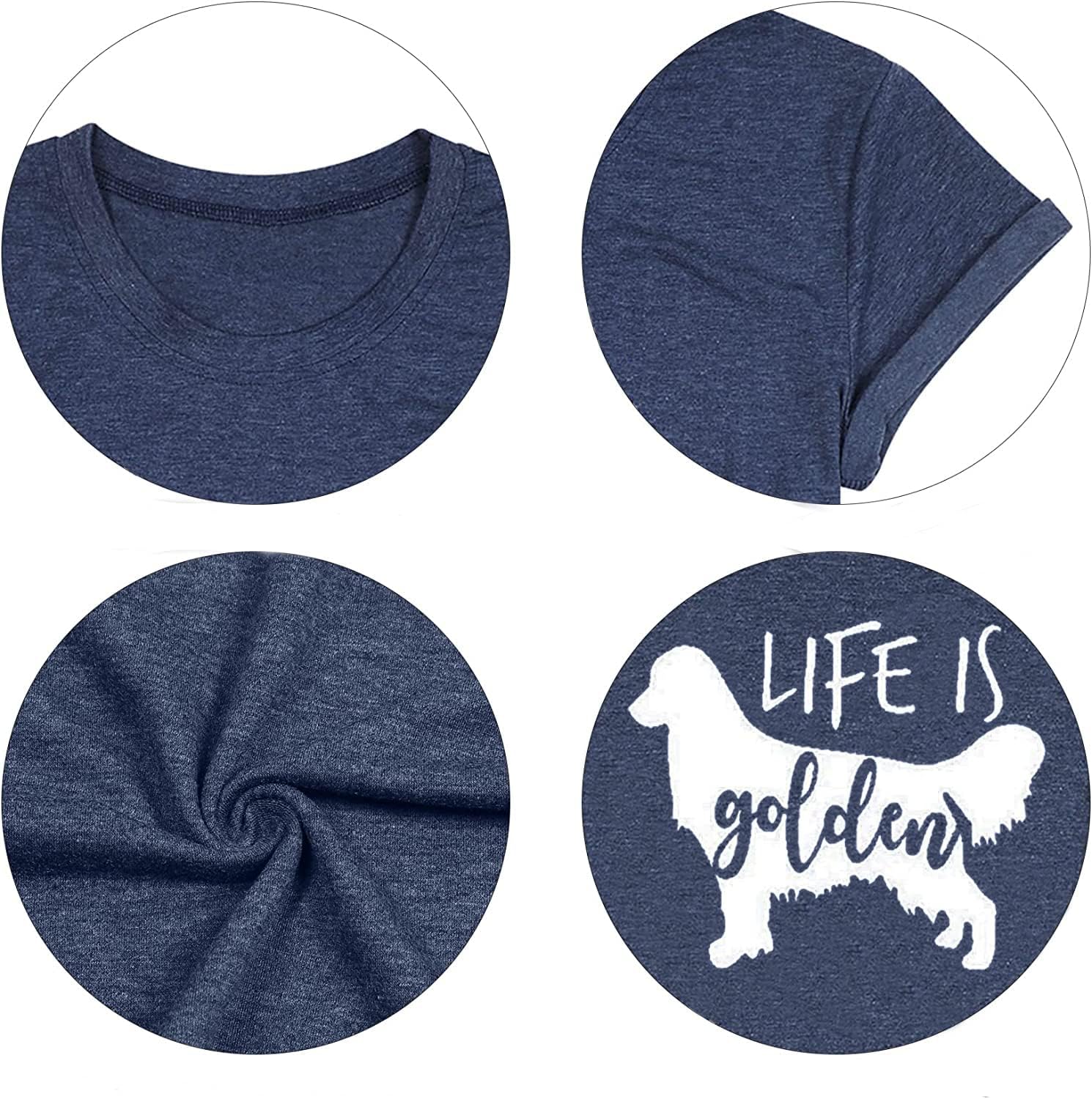 Life is Golden Shirt for Women Cute Dog Mom Graphic Short Sleeve Casual Mama Gifts T-Shirt - Image 6