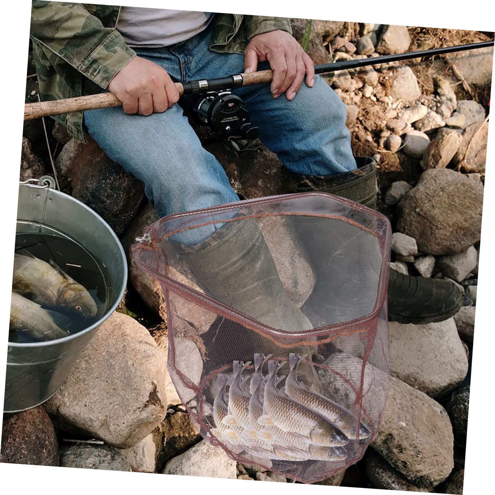 Red de Pesca Reemplazable Plegable de Acero Inoxidable y Nailon | Malla Ligera, Suave Peces, para Pescadores Avanzados o Principiantes, Uso en Pesca Terrestre