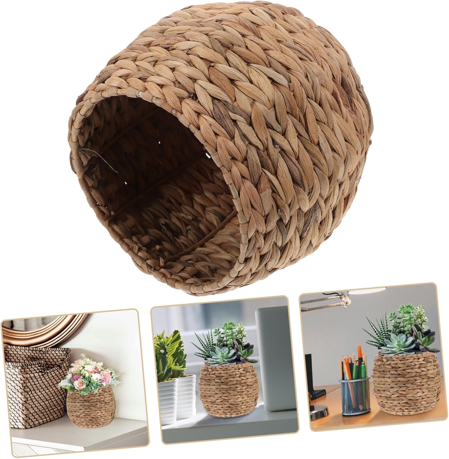 TIDTALEO Woven Storage Basket Hyacinth Basket Rustic Home Decor Modern Decor Desktop Organizer