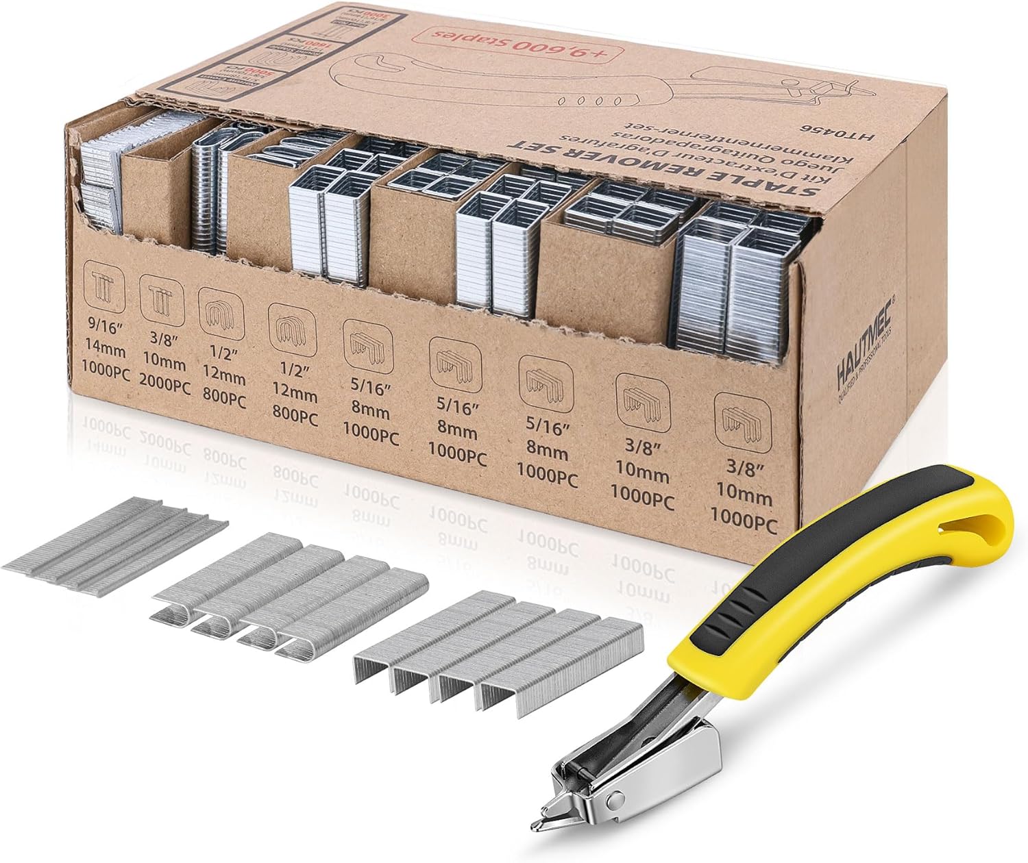 HAUTMEC 9600 Pcs Heavy-Duty Staples with Staple Puller Tool – 3 Types ...