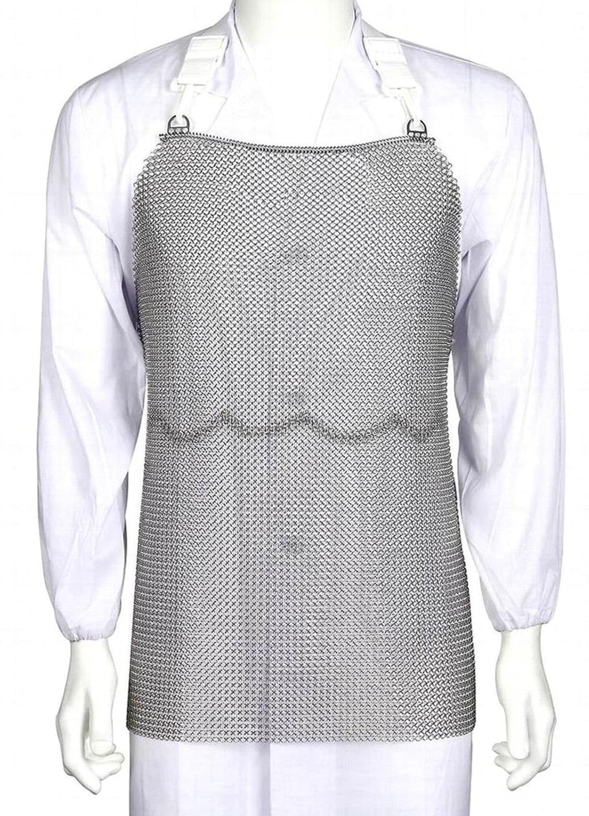 FUELIX Delantal De Carnicero Resistente A Cortes, Babero De Trabajo De Seguridad De Acero Inoxidable para Los Hombros, Resistente A Puñaladas para El Procesamiento De Carne 55 * 60cm