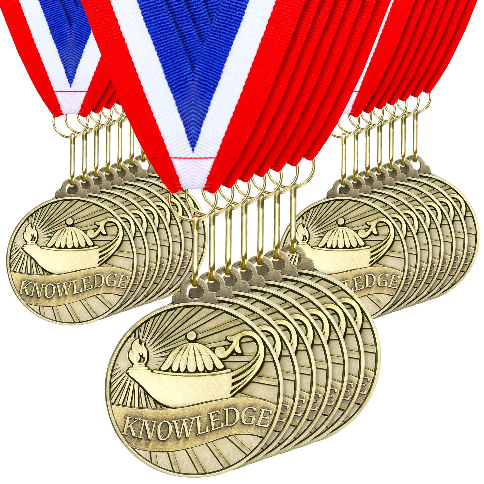 Aurelema 30 medallas de 2 pulgadas con cintas para el cuello, trofeo de metal, regalo para torneos, competiciones, fiestas, niños y adultos