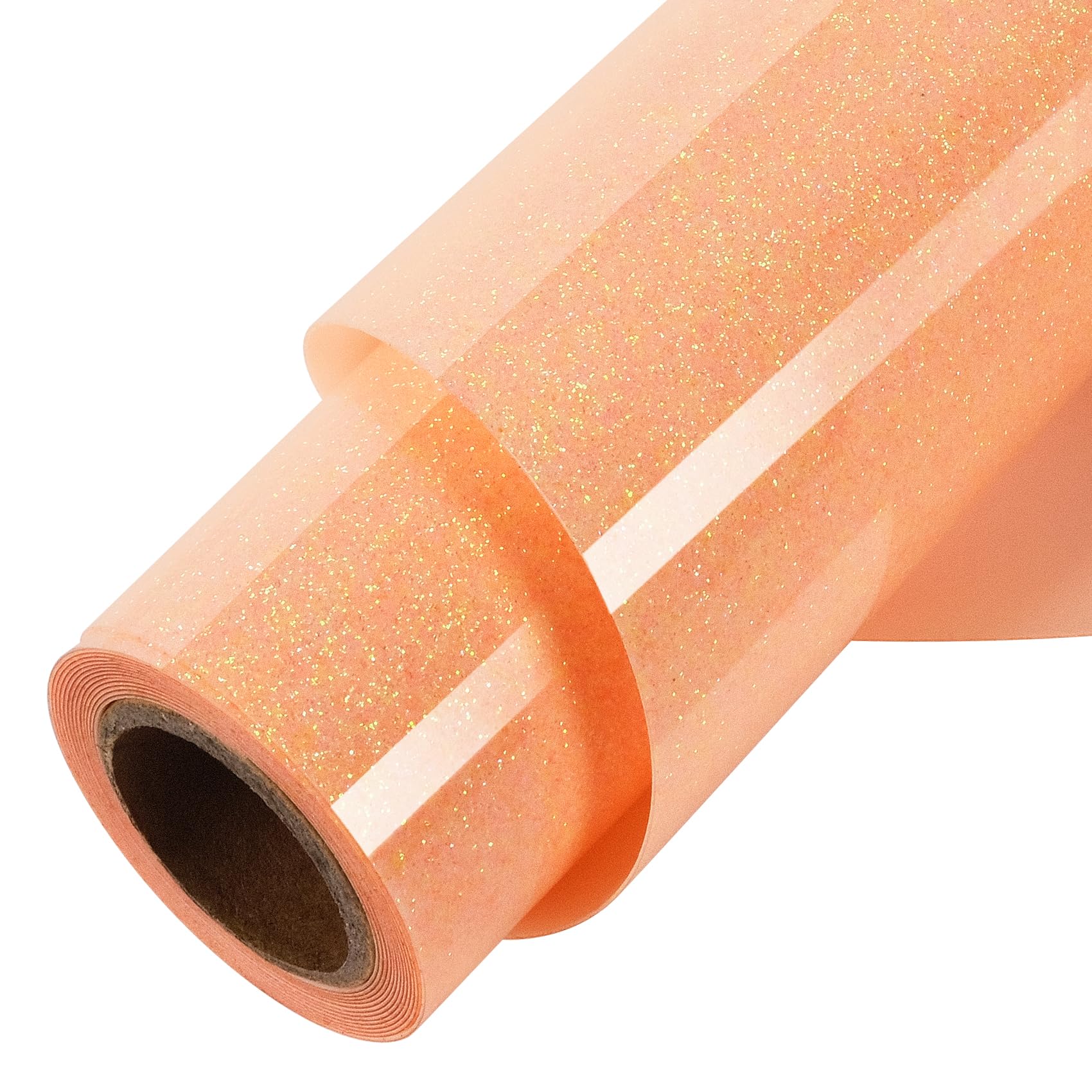 View 1 of ?TORC Orange Glitter HTV Orange Heat Transfer Vinyl HTV Rolls, 12" x 6 ft Iron on Vinyl for T Shirts Orange Glitter HTV Vinyl for All Cutter Machines Easy to Cut & Weed for Heat Vinyl Design 1 Roll