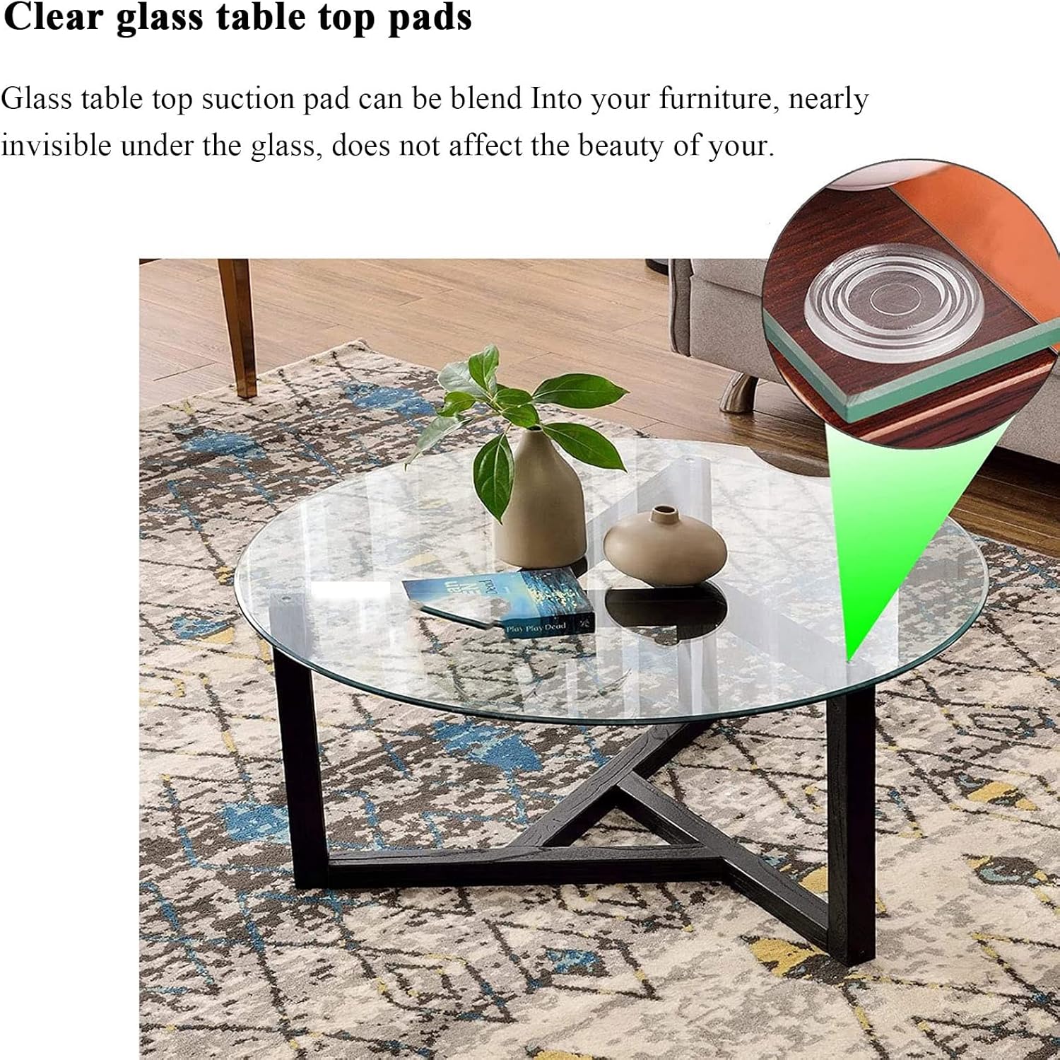 V3VOGUE Round Table Top Glass - 9mm Thick Transparent Tempered Glass Table Top - Clear and Heavy - for Garden Patio Glass Table Top, Table Cover for Dining Table, Ø 18in•20in•30in•40in