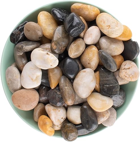 3LB Natural Decorative River Stone 1"-2" Size Mixed Pebbles Decorative Rock Gravel for Plants Bonsai, Gardens, Vase Fillers, Sidewalks, Aquarium