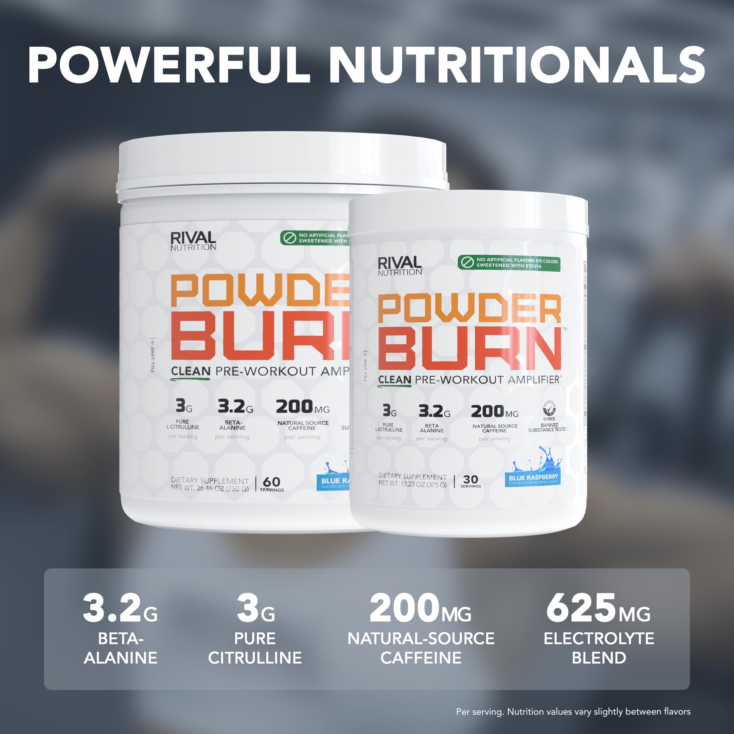 Rival Nutrition Powder Burn Clean Pre-Workout (Juicy Orange, 60 Servings) — Amazon image 3