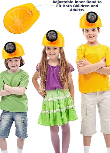 Miniatura 3 de Paquete de 2 sombreros de construcción para niños, casco de disfraz de minero con luz para niños y niñas, suministros de fiesta de Halloween