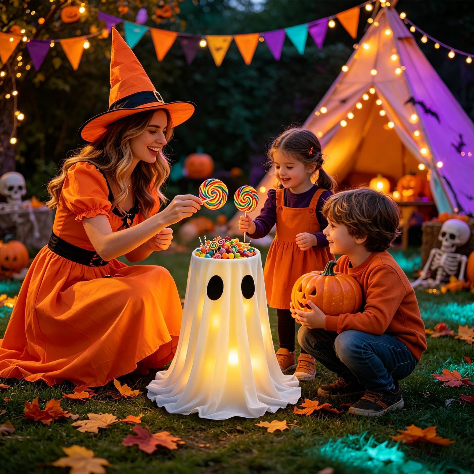 Zewnętrzny Na Cukierki Z Duchem Dekoracja Halloweenowa Duch Z Oświetleniem