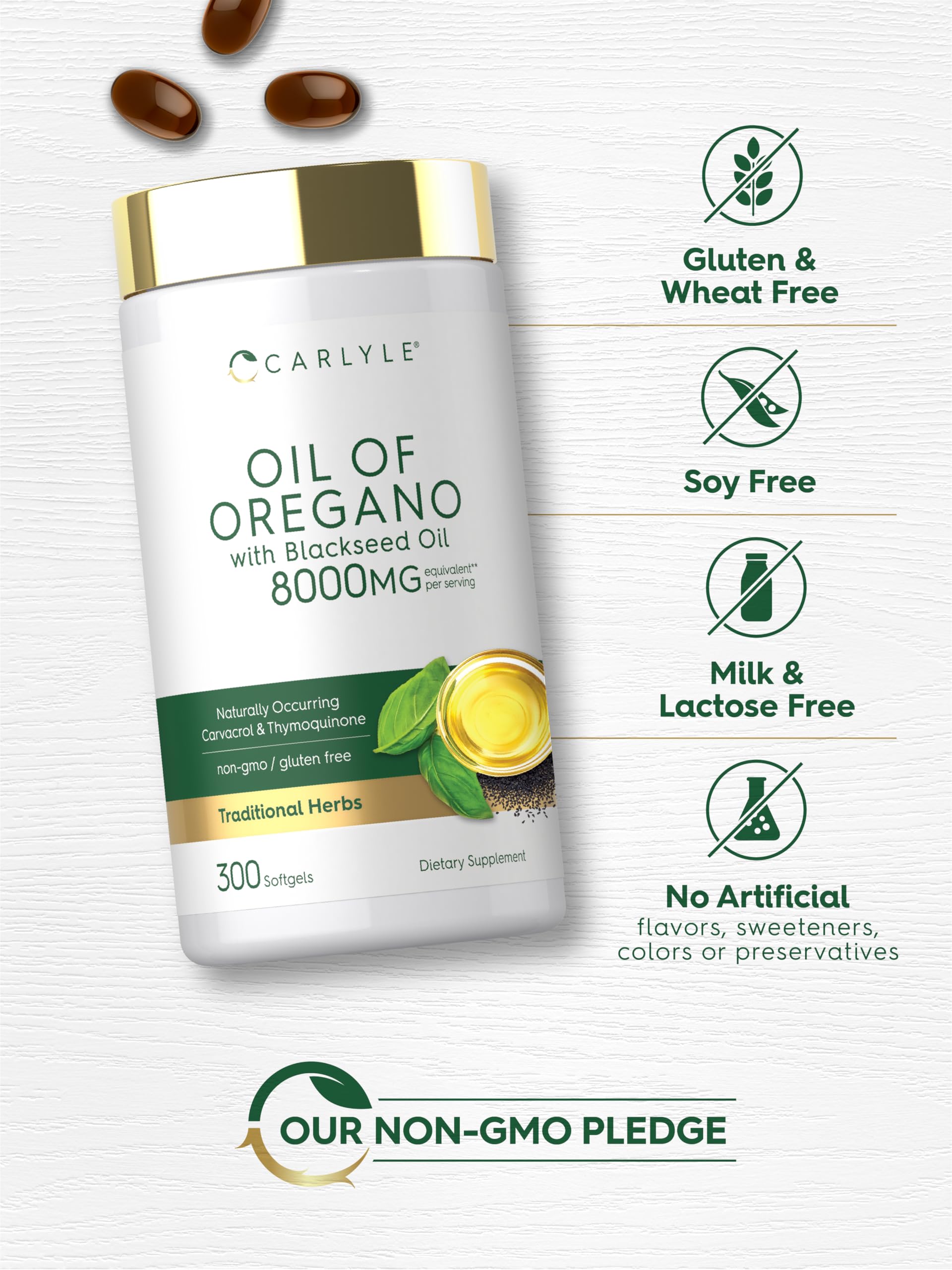 Carlyle Oil of Oregano with Black Seed Oil | 300 Softgel Capsules — Amazon image 5