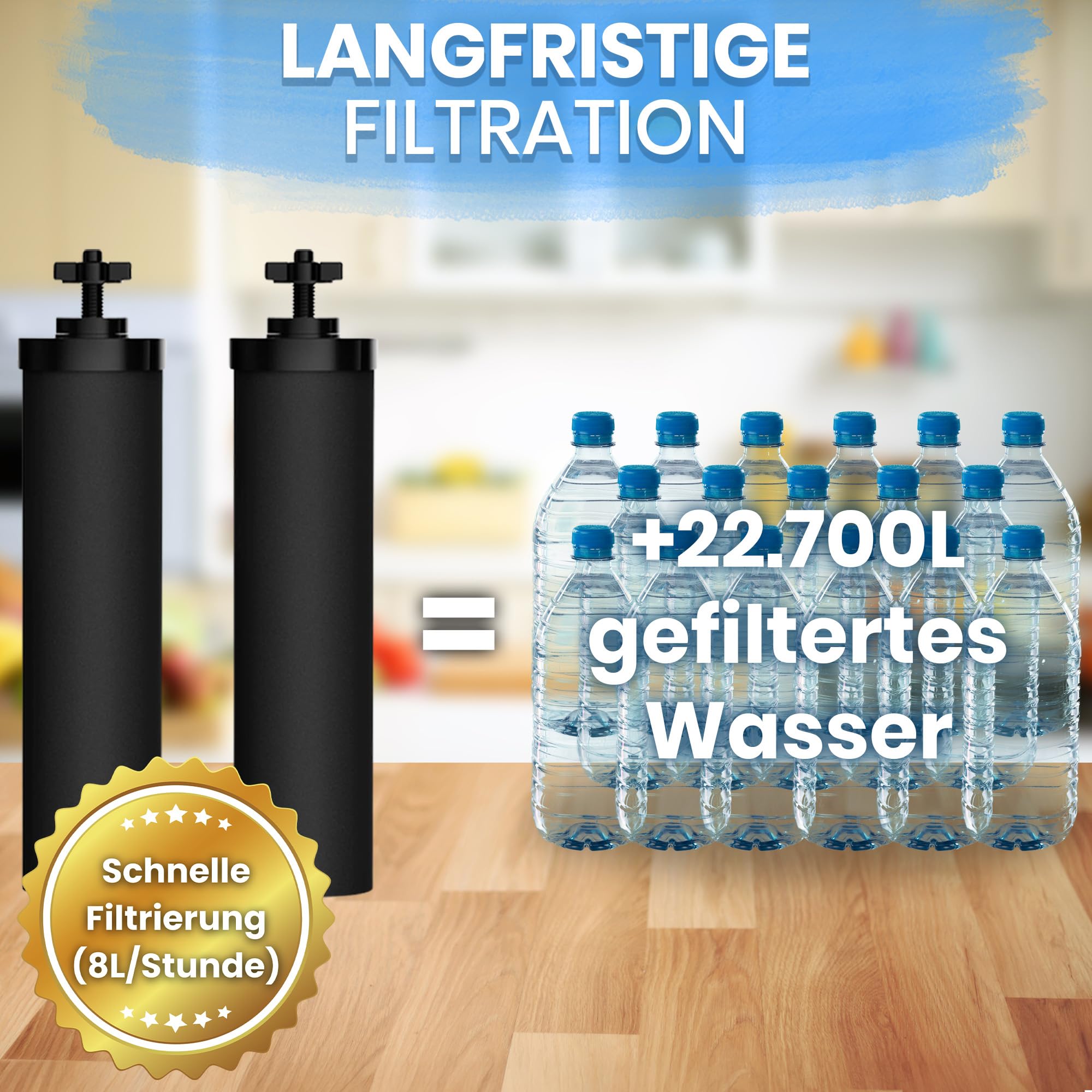 ORINKO® Kohle-Schwerkraftfilterkartusche x4 - Ersatzfilter für Berkey, Doulton und British Berkefeld - Aktivkohle Wasserfiltereinsatz für Mikroplastik-Entfernung - Kompatibel Schwerkraft-Wasserfiltern