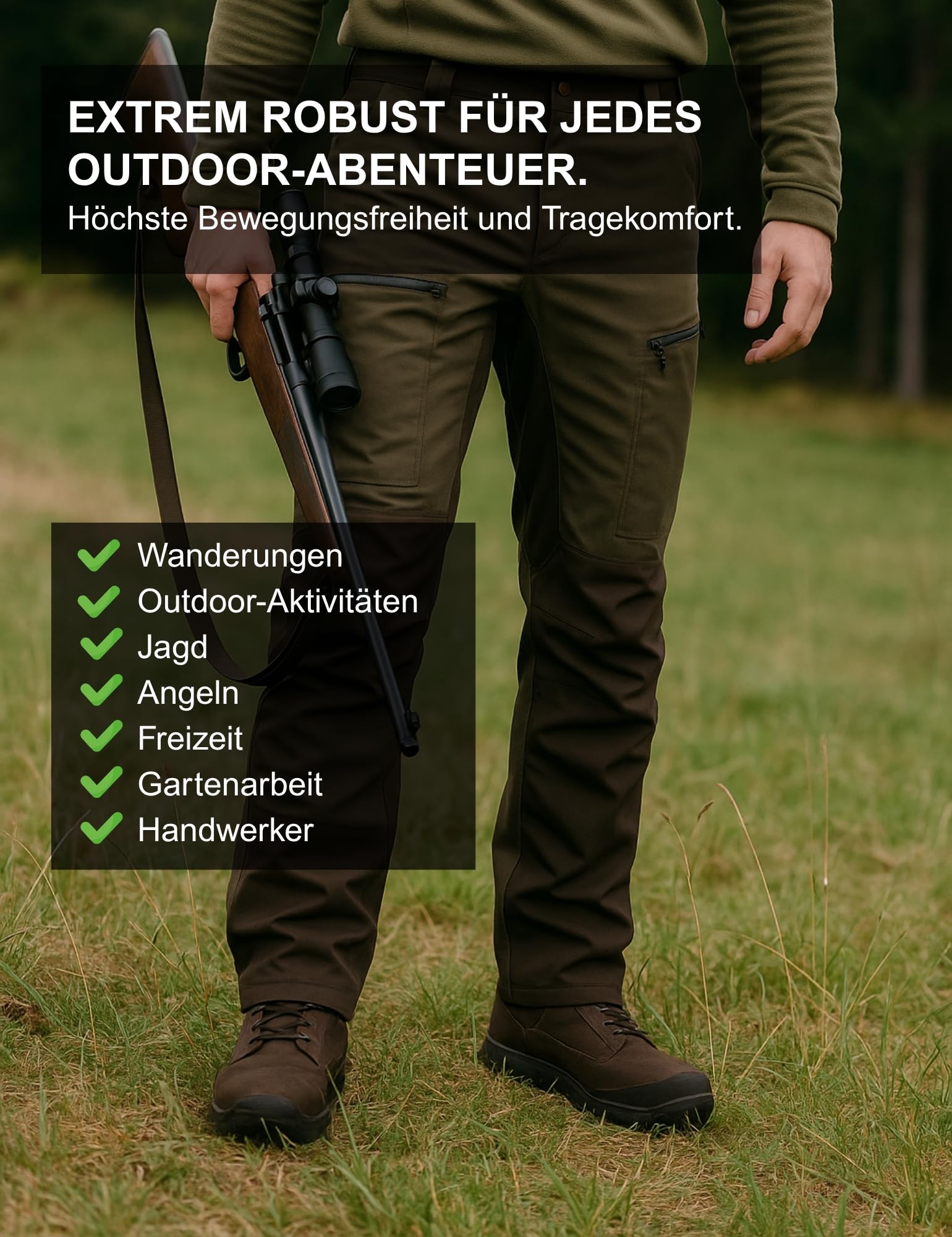 La Chasse® Stretch-Funktionshose Denver Jagdhose Herren Oliv/braun Jägerhose Stretchhose für die Jagd Dehnbund von Oefele Jagd