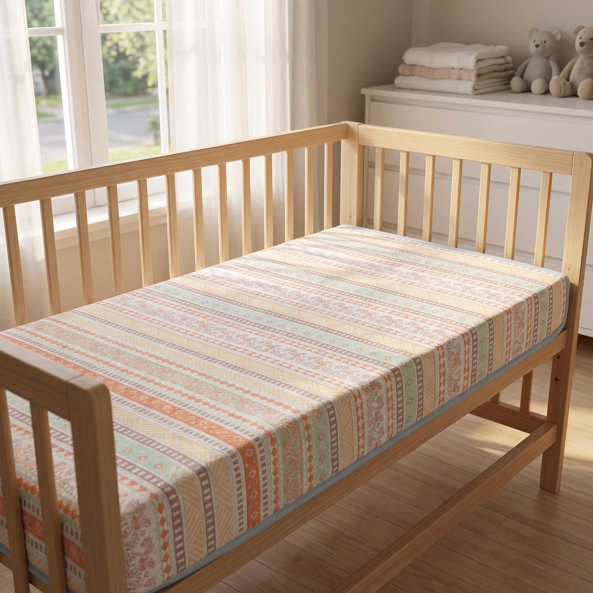 Homyl Lenzuolo con Angoli per Culla e Lettino, in Cotone Reversibile, per Neonati, Traspirante per l'Estate, 120 * 150cm