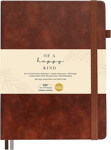 Classic Lined Journal Notebook 8.5x11" A4 Hardcover Leather - Brown