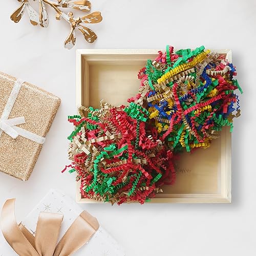 Miniatura 6 de BOXHOME Relleno de papel triturado (1 libra), papel cortado arrugado para envolver y rellenar cestas de regalo, cajas de regalo, rojo, kraft y