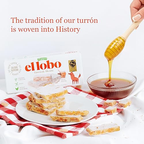 Miniatura 5 de El Lobo Turrón, Turrón de almendras duras españolas (Turron Duro) 150 g (5.3 oz) | Turrón tradicional de almendras españolas, hecho con almendras