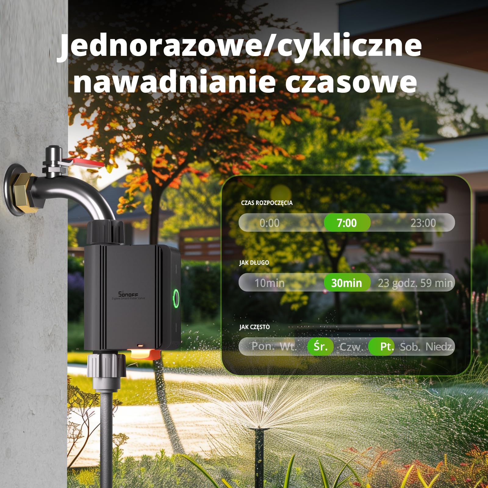 SONOFF Inteligentne sterowanie nawadnianiem, automatyczny system z planowaniem i kontrolą wody, wymaga koncentratora Zigbee 3.0, kompatybilny z Alexa i Google Home, 2 szt.