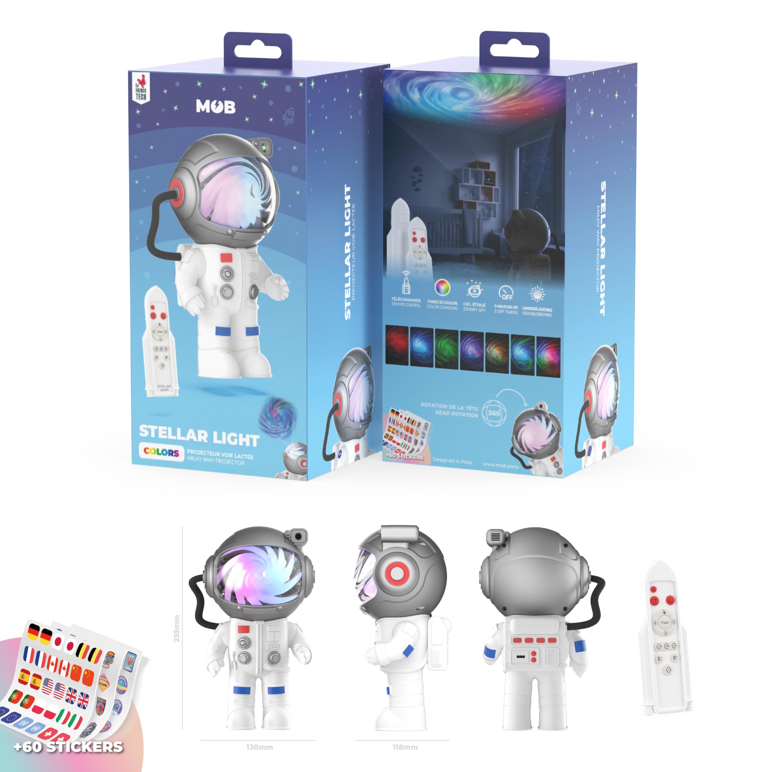 MOB STELLAR LIGHT - Proyector cielo estrellado - Lámpara Galaxia y luz nocturna relajante para techo - Ambiente Galaxia y Estrellas - Ideal para dormitorio y niño