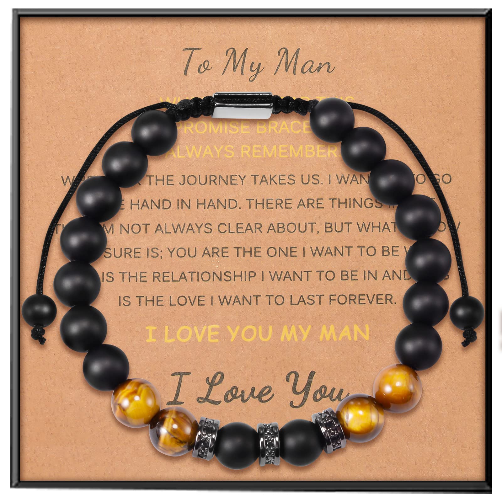 YELUWA Bracciale Da Uomo Per Fidanzato, Marito, Mio Uomo, Figlio, Nipote, Anniversario, Regalo Di Natale Per Lui Con Confezione Regalo
