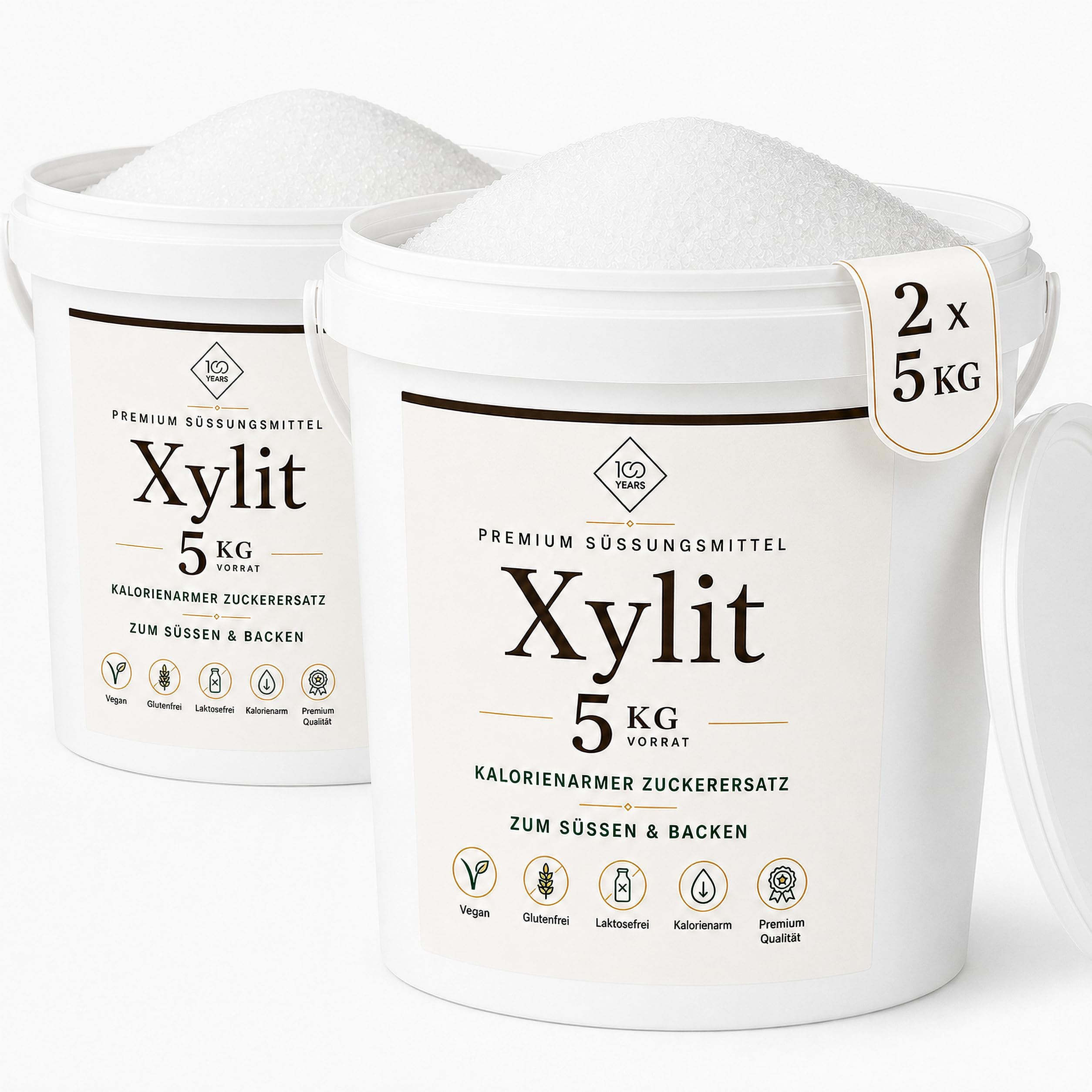 Cukier premium ksylitol 10 kg – 100% cukier brzozowy – zamiennik cukru z cukru brzozowego, alternatywa dla cukru – niskokaloryczny, łatwo rozpuszczalny – napełniony w Niemczech – 2 x 5 kg