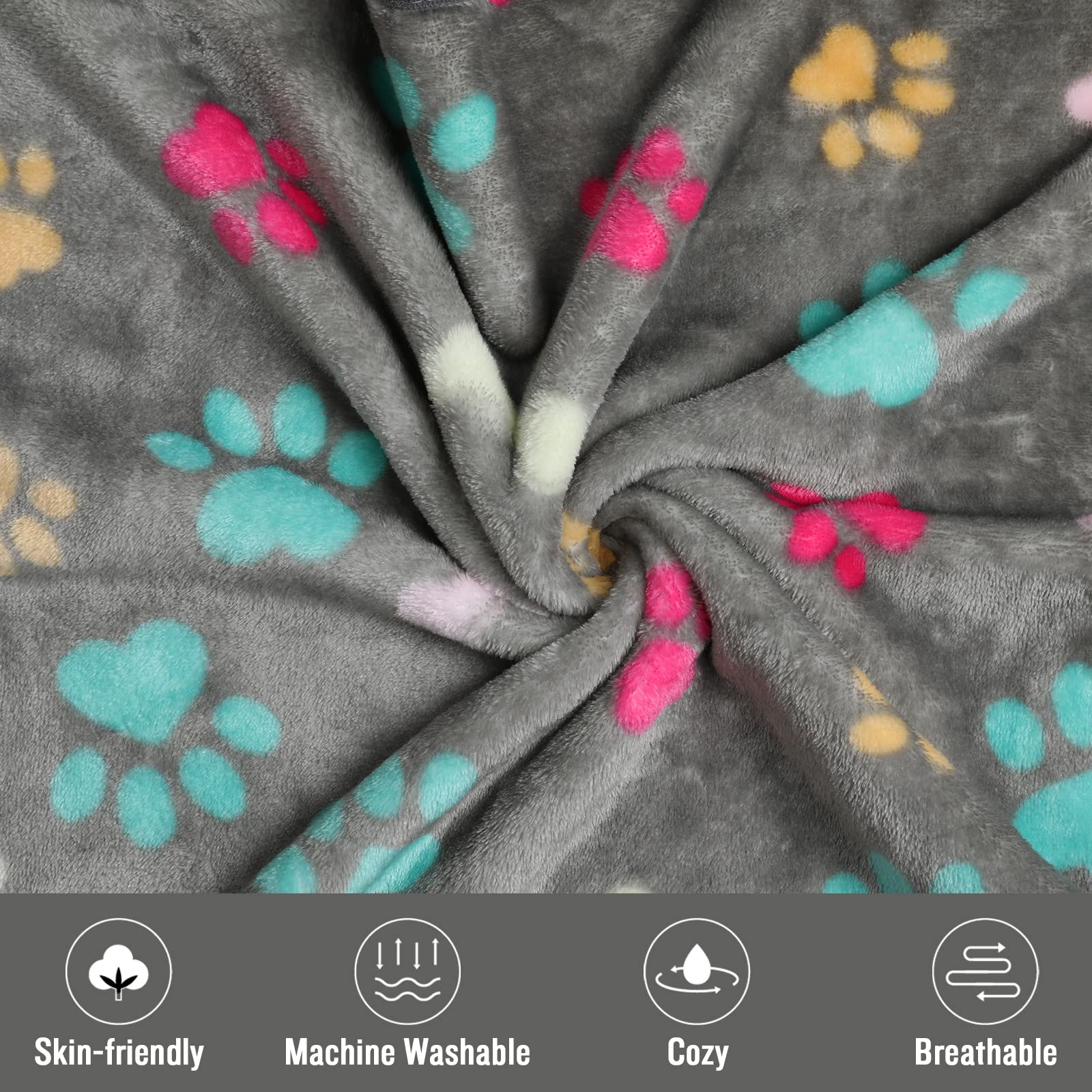 luciphia 3 Pezzi Coperta per Cane/Gatto Lavabile Soffice Durevole, Morbida e Calda Flanella Grigio Osso Medium (76 * 52cm)