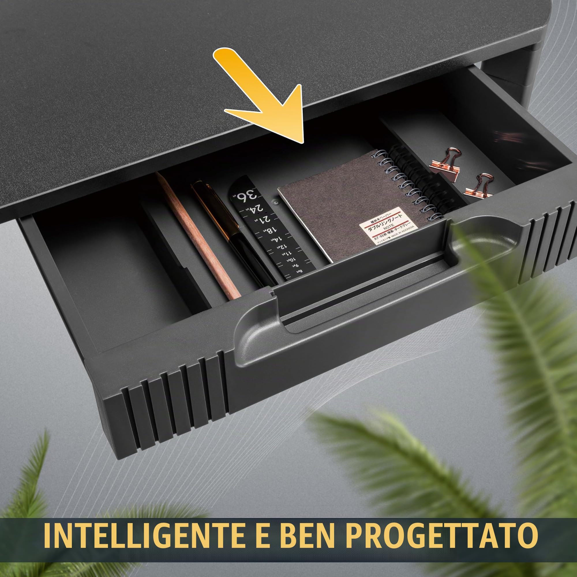 RICOO Supporto monitor scrivania WM9 con cassetti 48 x 10 x 30 cm Rialzo schermo PC Nero