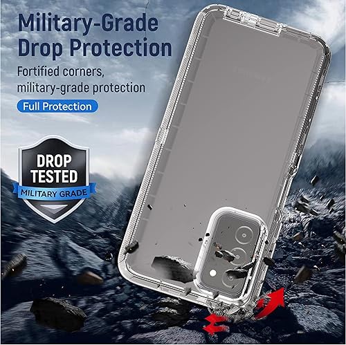 Miniatura 3 de YmhxcY Funda para Galaxy A03S, funda duradera de 3 capas, protección contra caídas, funda protectora de goma sólida, prueba de 16 pies, transparente