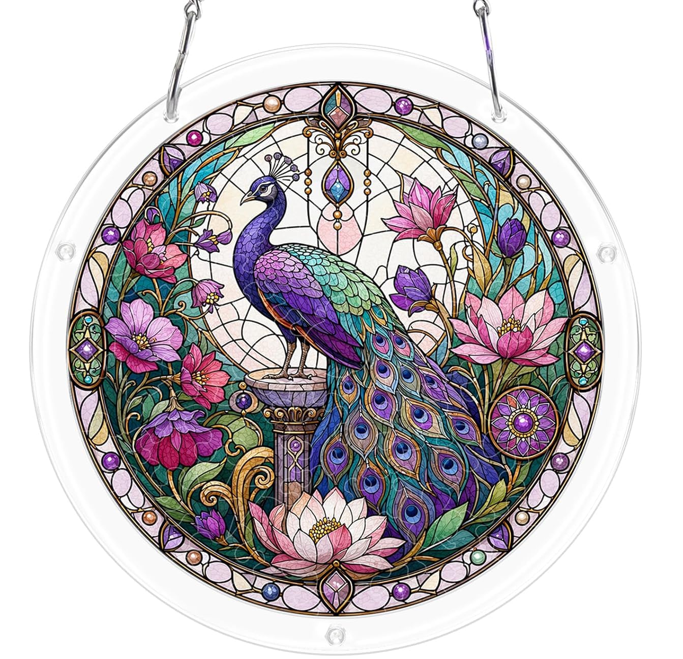 Peacock Bloom Acrylic Jigsaw Puzzles Suncatcher, 8.9 Inch Window Hanging Suncatcher Acrylic Puzzle, DIY Home Decor Art Gift