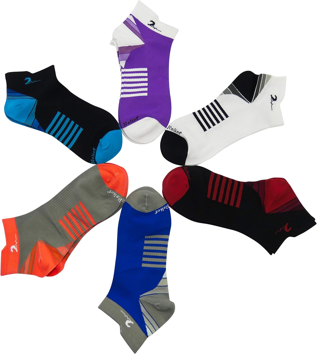 6 Pair Graduated Compression Socks for Men and Women (Ankle Compression Socks, One Size Fits Most)