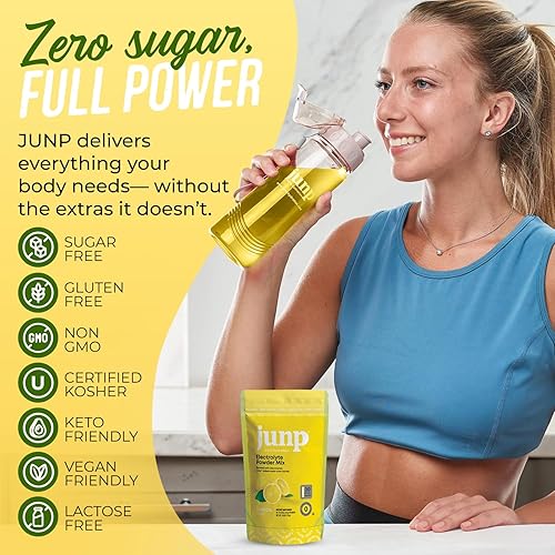 Miniatura 3 de JUNP Paquetes de electrolitos en polvo sin azúcar para agua, paquetes de hidratación instantánea con sal y potasio, cero calorías, sin
