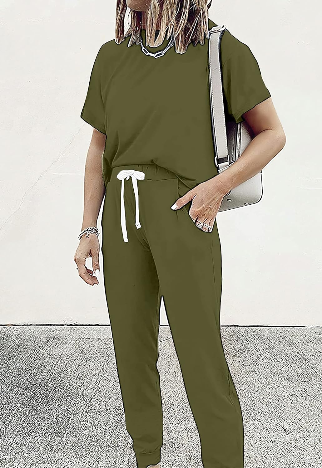 PRETTYGARDEN Women Summer Two Piece Outfits Striped Short Sleeve Pullover and Long Pants Tracksuit Travel Pajama Lounge Set - Image 5