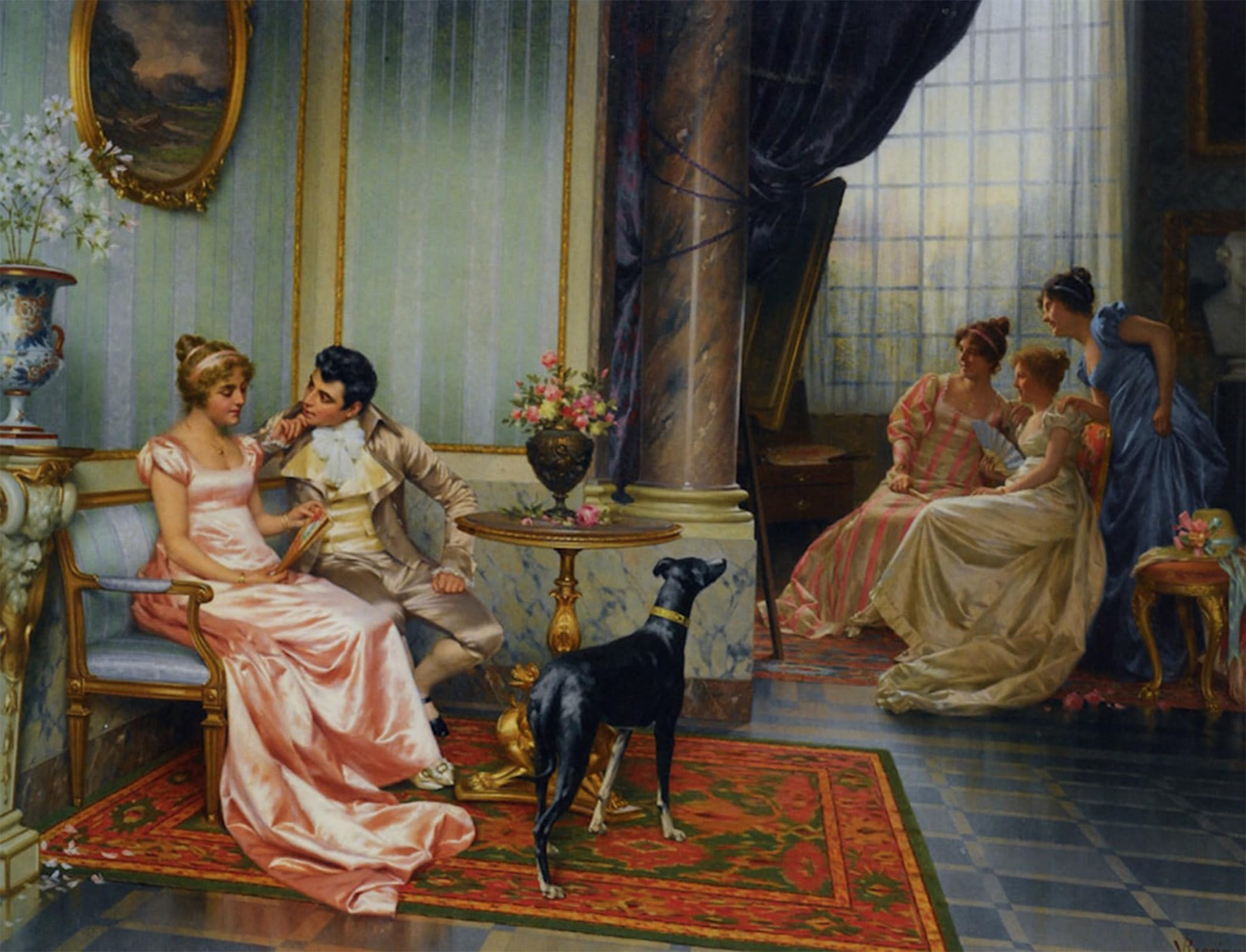 SERENDIPITP Vintage Wall Art Canvas Nordic Poster Canvas Print Picture Interior with Elegant Figures by Vittorio Reggianini Wall Art Poster for Home Decor 60x90cm