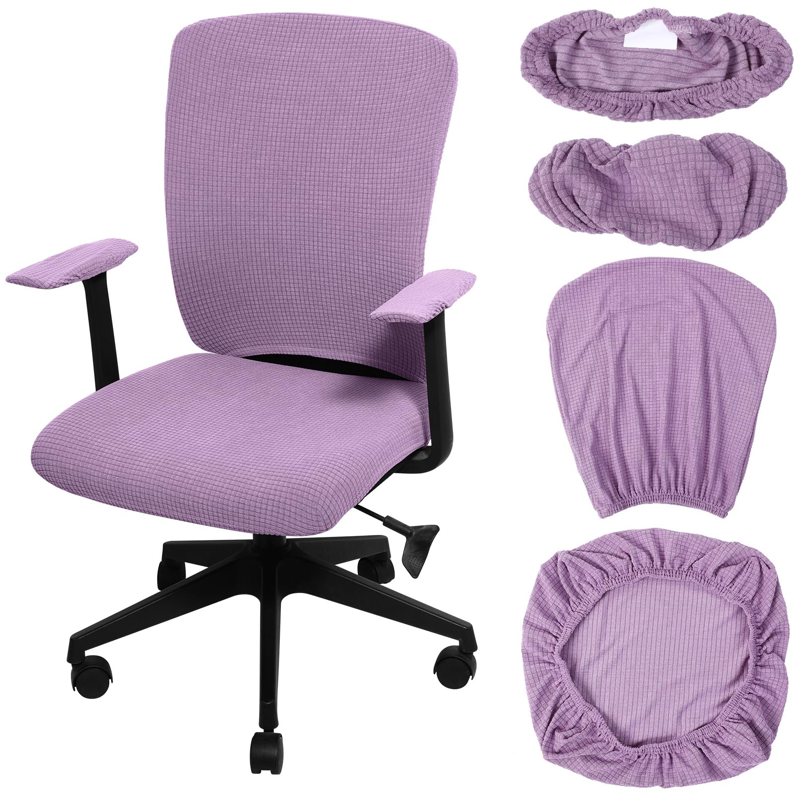 Tallew 4 Pcs Office Chair Covers Set Computer Universal Protective Stretchable Chair Seat Covers Desk Armrest Slipcovers Pads Office Cushion Backrest