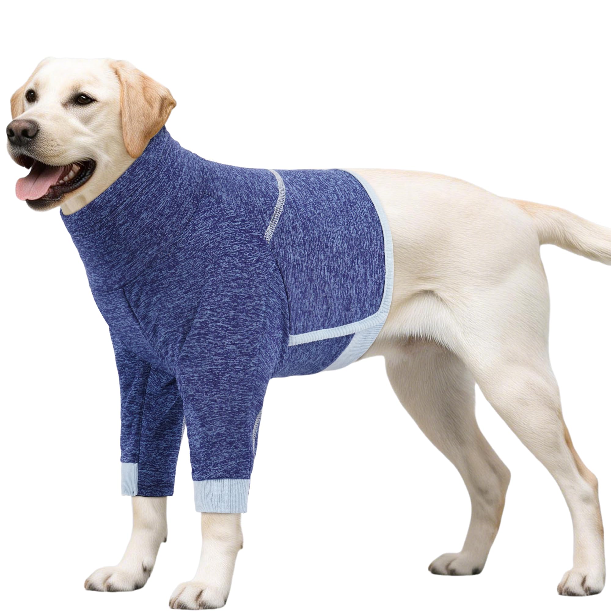 OUOBOB Dog Surgery Recovery Suit – Ideal for Front Leg Surgery & Chest Wound Healing, Soft Breathable Post-Op Suit with Elbow Pads, Stop Licking Cone Alternative, Blue, M