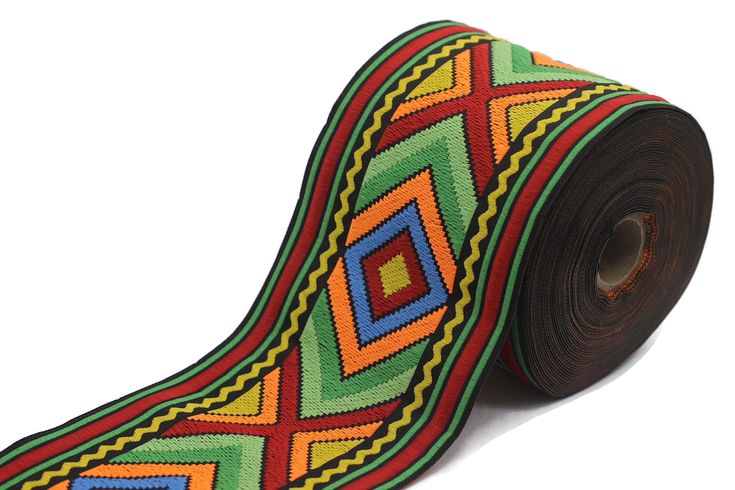 10 mètres de ruban jacquard de style Colore Africain Motif des rubans de tissu pour artisanat 100mm