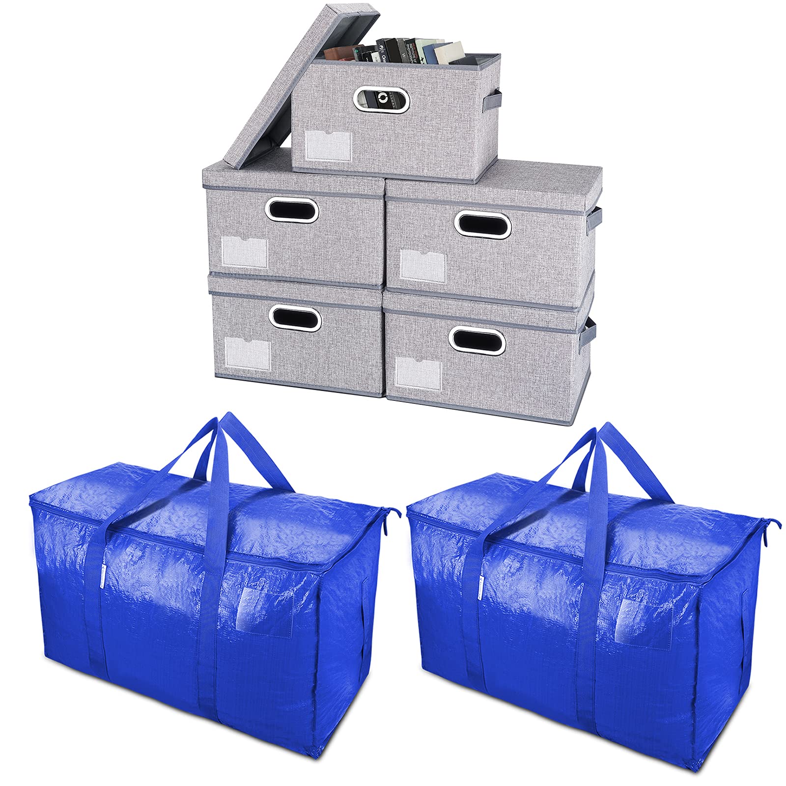 TICONN2 Pack Extra Large Moving Bags and 5 Pack Storage Bins