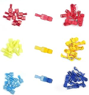 (60 Pcs/ 30 Pairs) MCIGICM T-Tap Wire Connectors, T Tap Electrical Connectors Quick Wire Splice Taps and Insulated Male Quick Disconnect Terminal