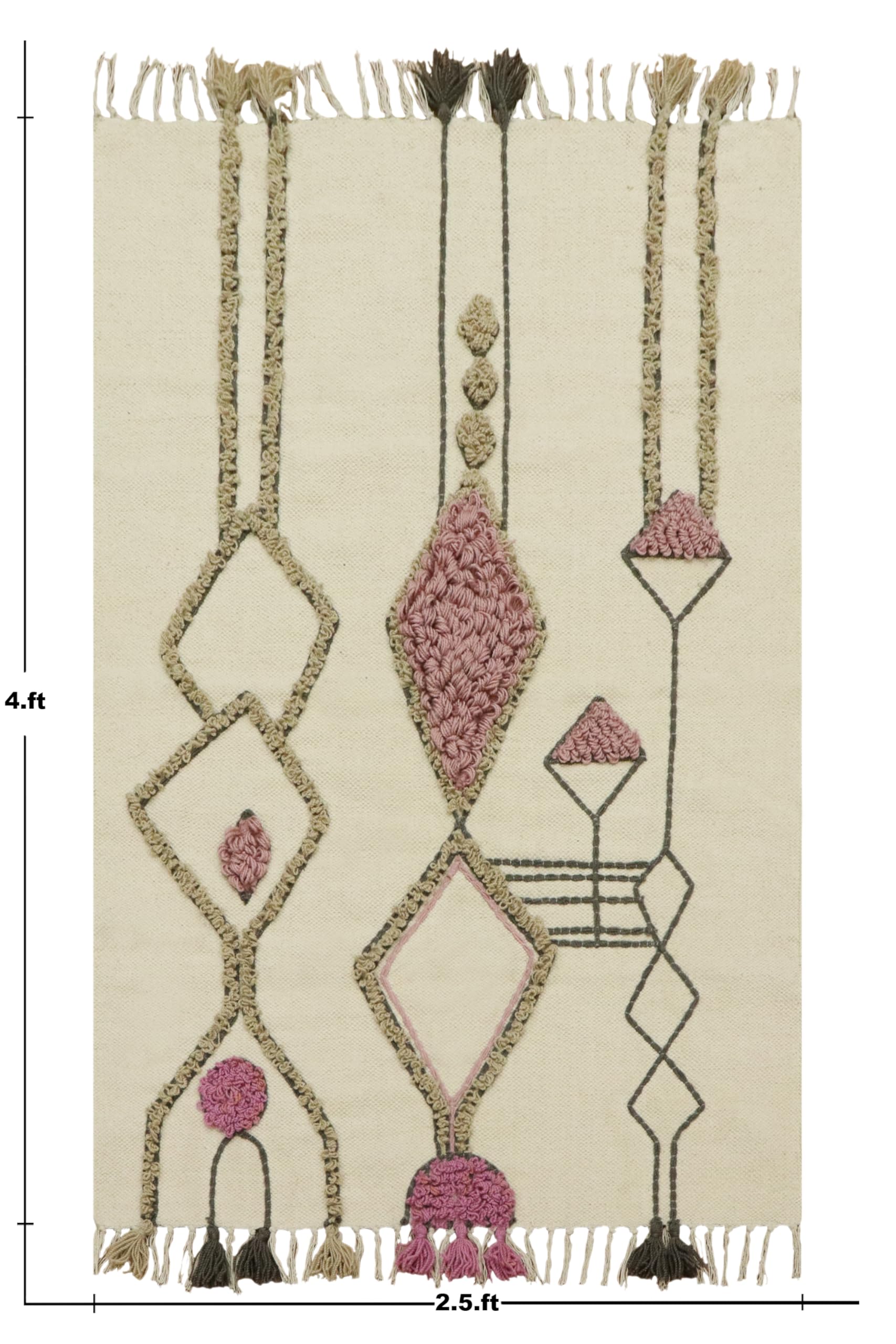 Kelim Läufer, handbedruckt, Baumwolle, Dhurrie-Stickerei, Beige, mehrfarbig, marokkanisches Design, handwaschbar, 0,5 cm dick, Flachgewebe, Teppiche für Flur, Treppenhäuser, Korridor, 15,2 x