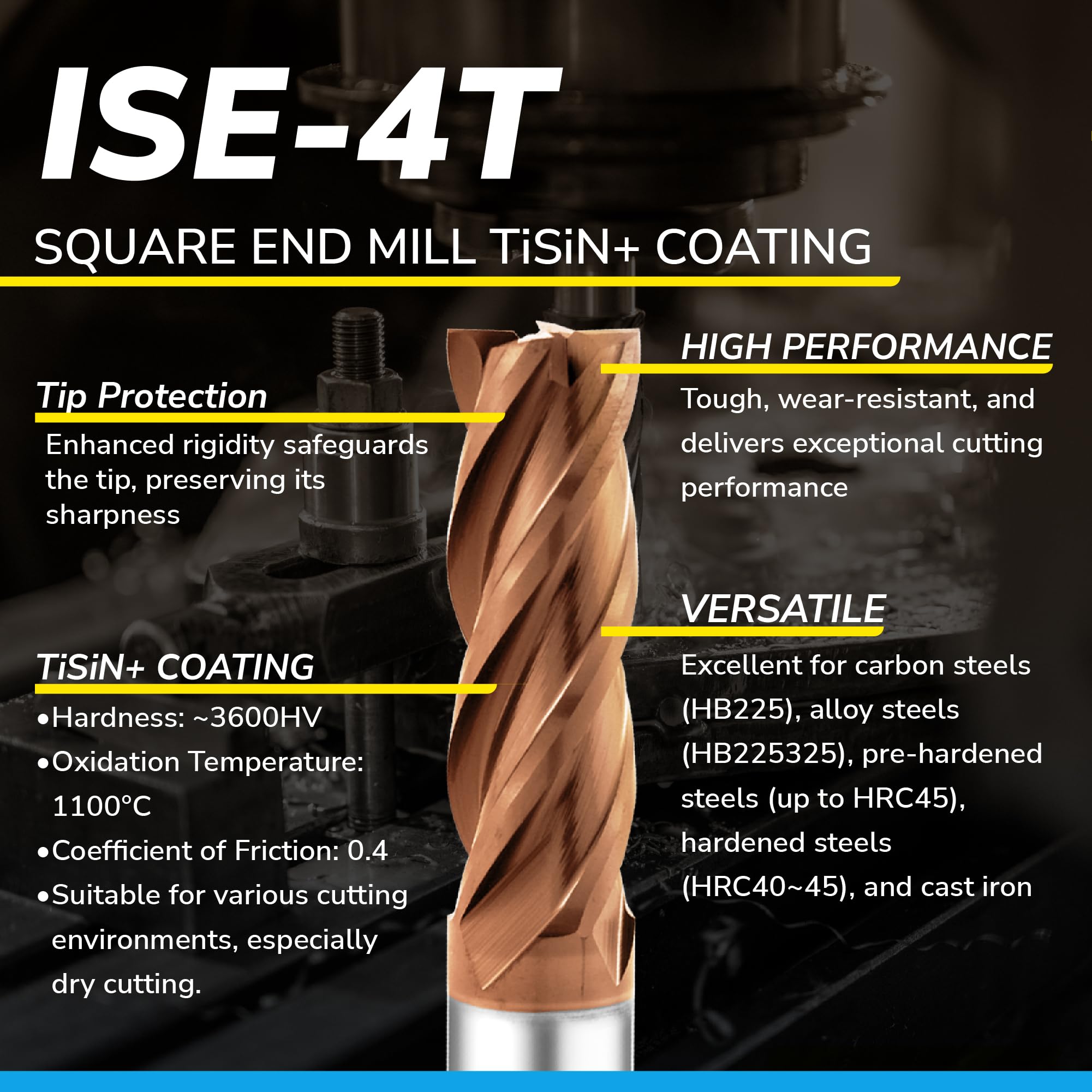 Sileray 1/8" Carbide Square End Ill Set For Alloy Steels/Hardened