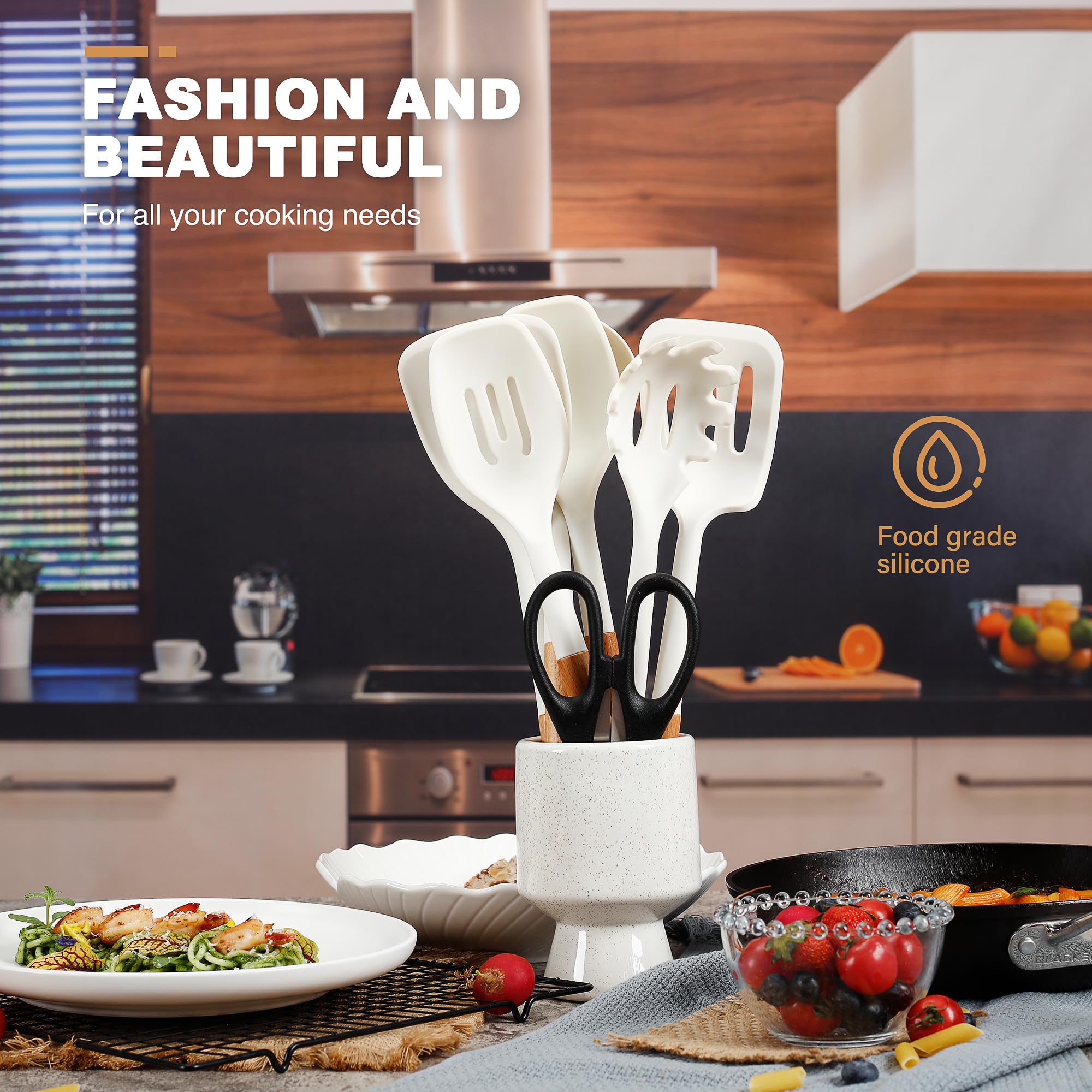 Herogo Lot De 7 Ustensiles De Cuisine En Silicone, Résistant à La