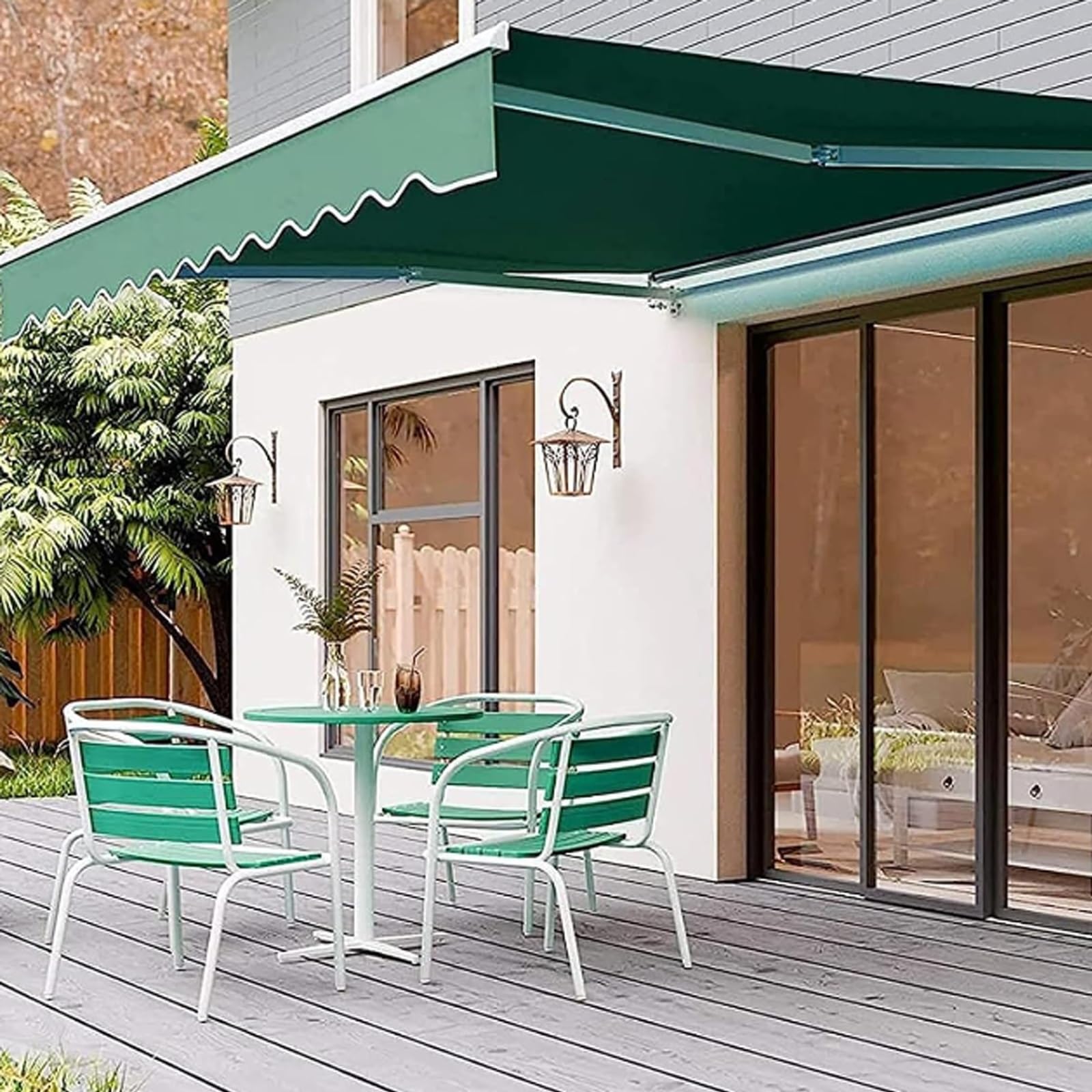 Einziehbar Terrasse Markise Ersatz Draussen Terrassensonnenschutz Markisenstoffe markisenstoff wasserdicht markisentuch erneuern Wasserdichtes PVC-Oxford-Tuch für Innenhöfe, Veranden und Fenster (Siz