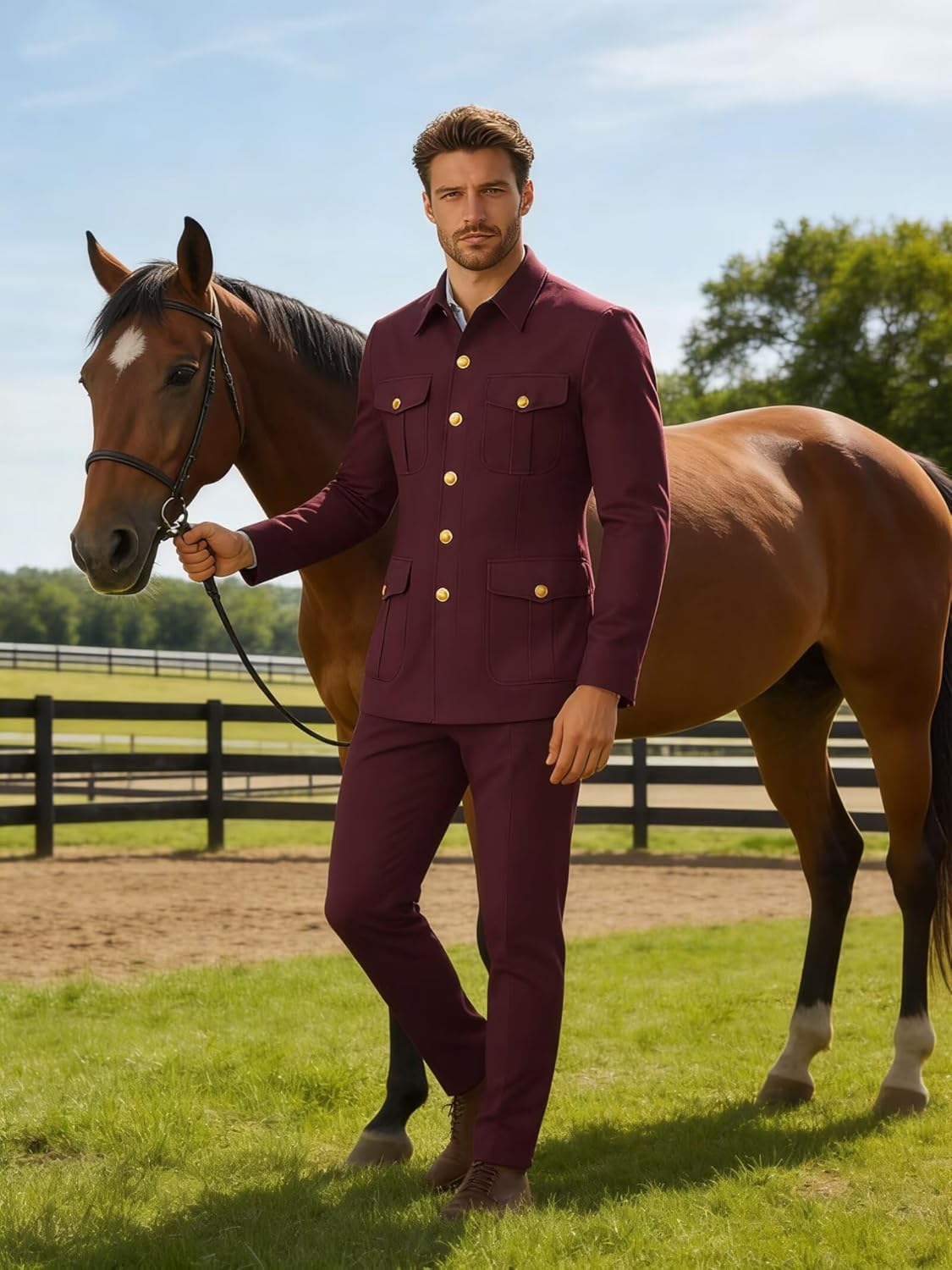 Men's 2 Piece Safri Suits for Men Regular Fit Stand Collar Suit Men Multi Pocket Blazer Chinese Tunic Wedding Set - Image 8