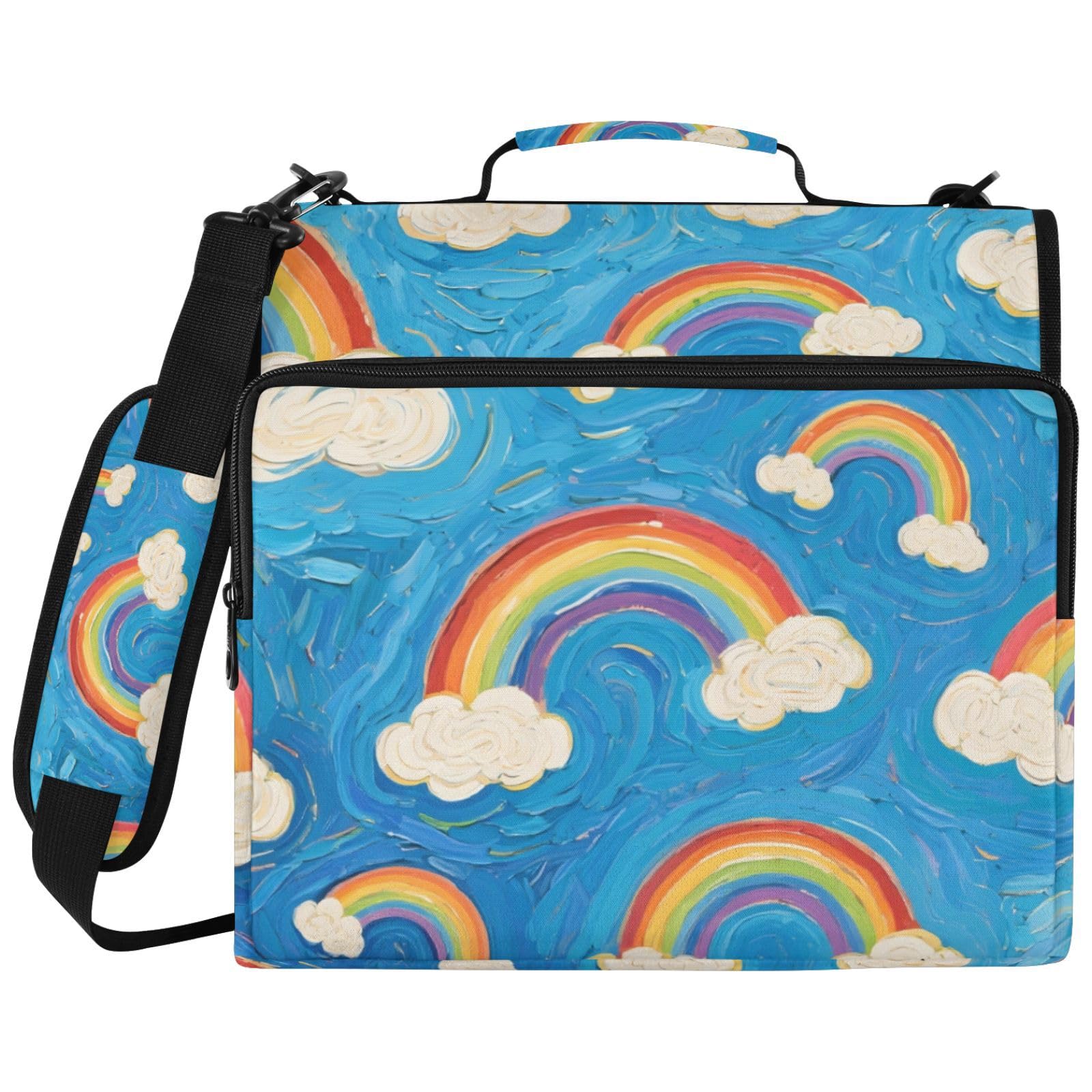 Rainbow Cloud Blue Art Zipper 3 anelli raccoglitore borsa
