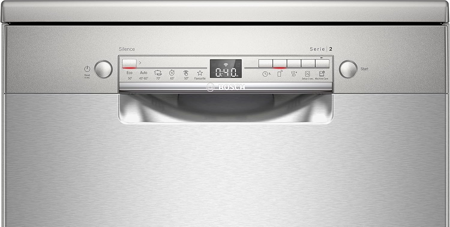 Bosch SMS2HTI79E Serie 2 - Lavastoviglie a libera 60 cm - Home Connect - 12 posate - Motore EcoSilence - Inox [Classe di efficienza energetica E]