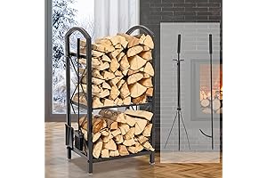 2-Tier Firewood Rack & Fireplace Tools Set