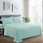 Marina Decoration 600 Thread Count Home Bedding Bedroom Soft Bedsheet Deep Pocket Hotel Standard Solid Percale All Season 4 Pieces Cotton Sheet Set with 2 Pillowcases, Silver Color Double/Full Size