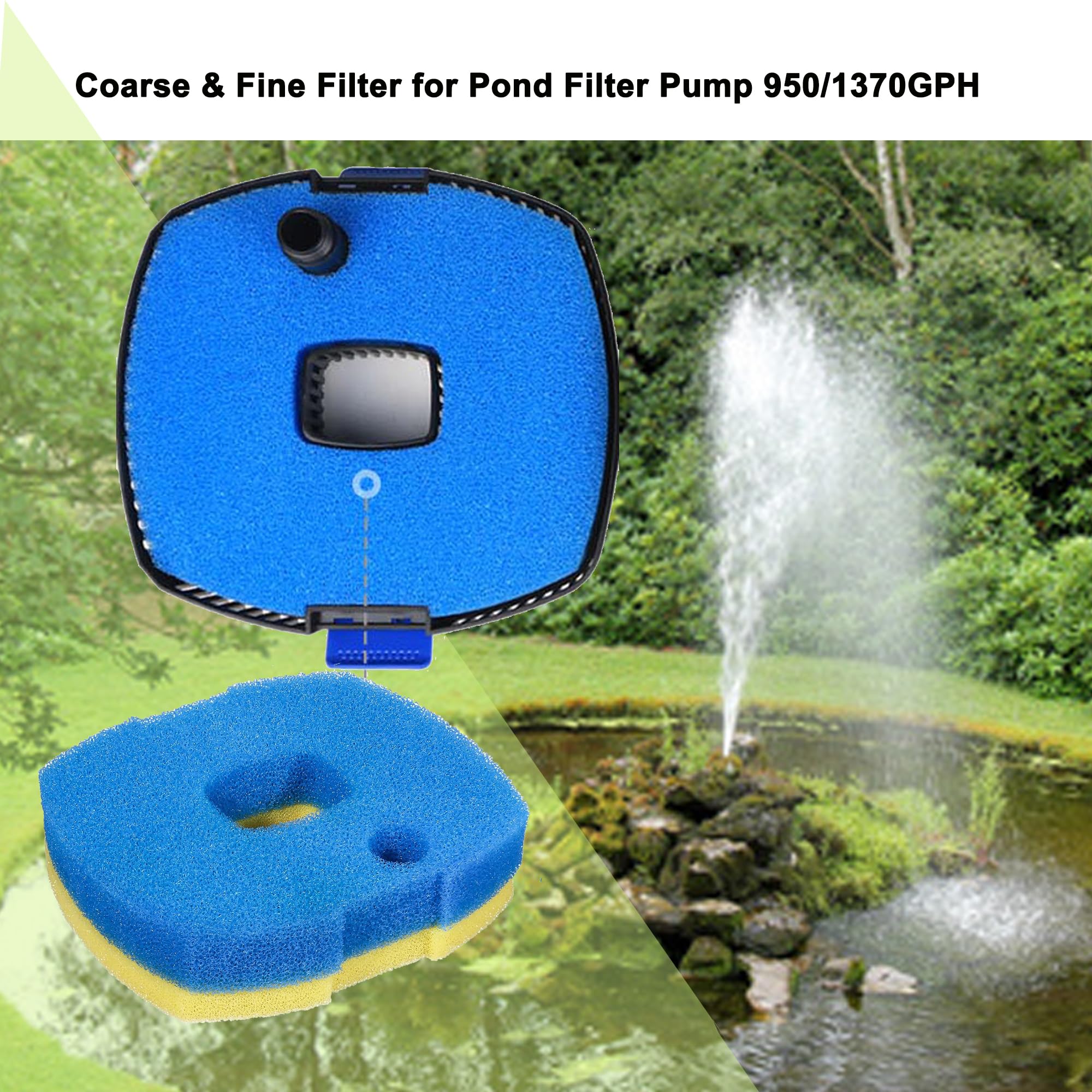 2 filtri in spugna blu e 2 gialli di ricambio per filtro pompa a pressione per laghetto CUF-3800 CUF-5800 950/1370GPH