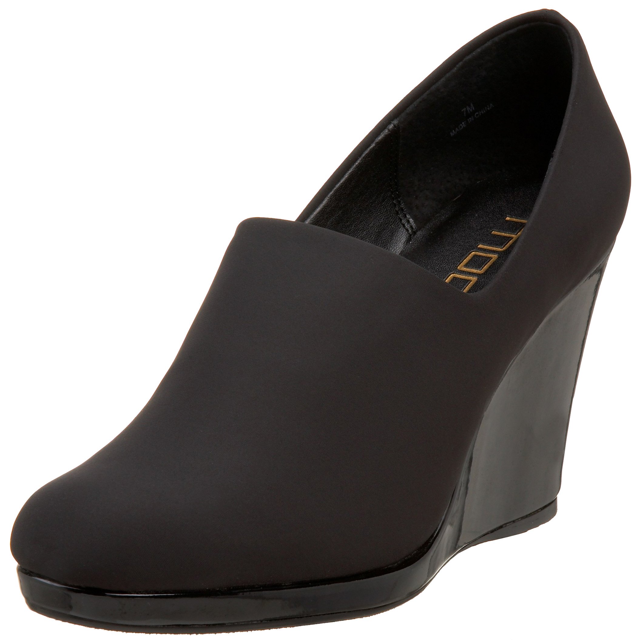 Moda Spana Women's Odetta Wedge Pump, Black Neo Stretch, 8