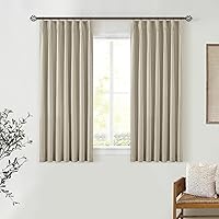 Vista 88 de Cortinas de lino 100% opacas de 90 pulgadas con pliegues de 2 paneles para sala de estar, con pestaña trasera plisada, cortinas oscuras