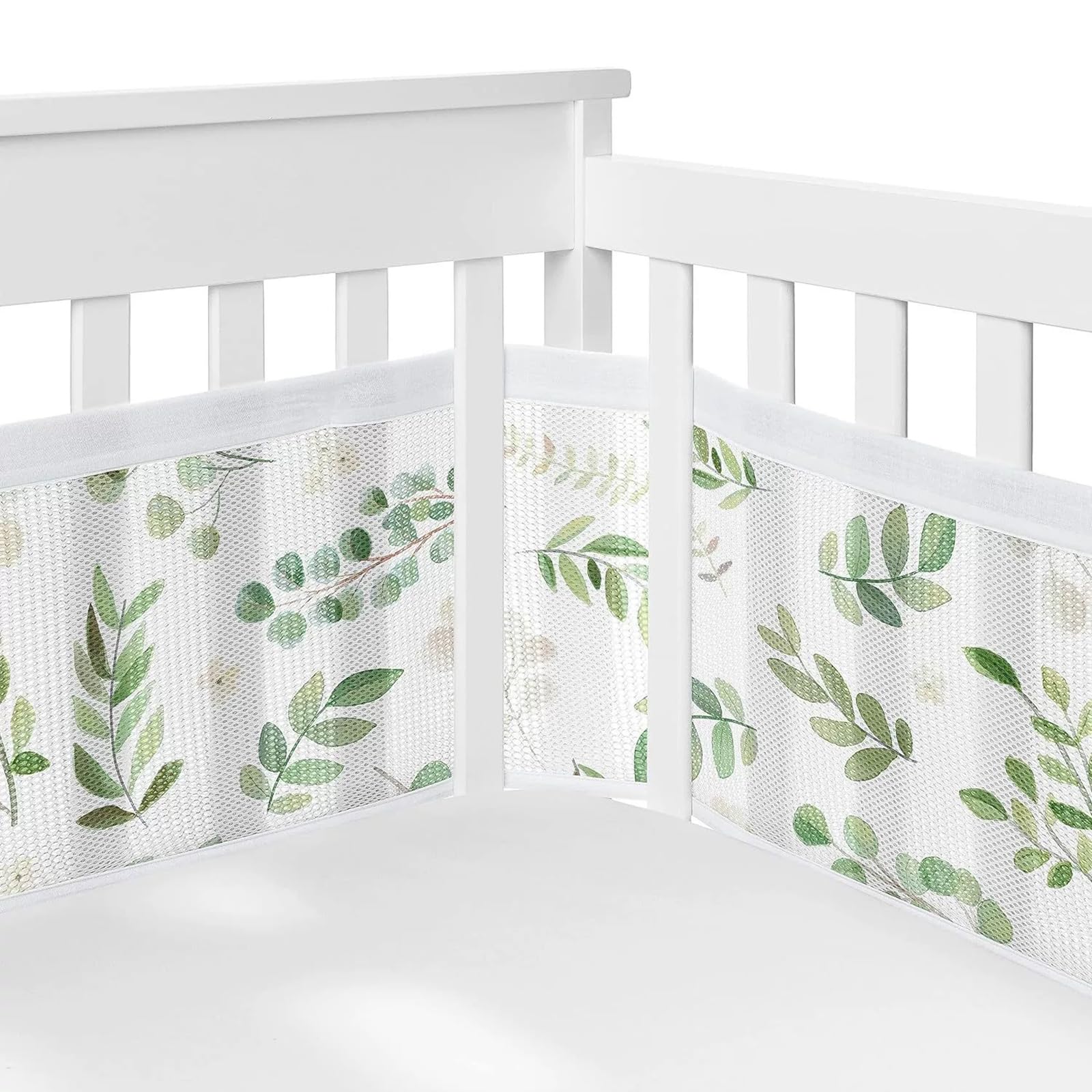 XIAOGUDONG Breathable Mesh Baby Crib Rail Pad – Thickened Safety Pad with Woven Edges, 3mm Mesh Airflow Technology, 100% Polyester Fibre, Easy to Install (340x30 Cm + 160x30 Cm),h