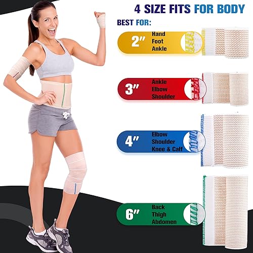 Miniatura 4 de Vendaje elástico de 2 pulgadas, paquete de 12 unidades, vendaje de compresión para tobillo, codo, rodilla, hombro, barriga, cuerpo, soporte